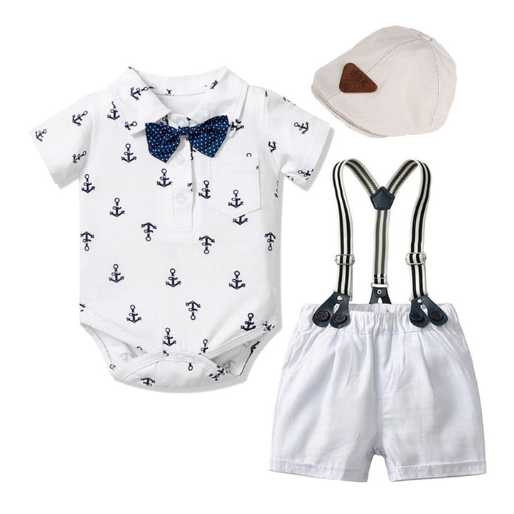 Baby Boy Gentleman Clothes – Triangle Printed Romper - Shoperky