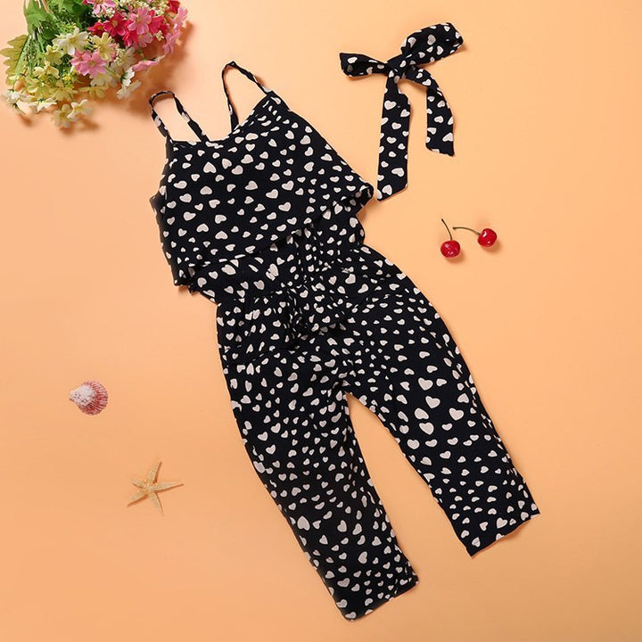 Summer Girls' Polka Dot Jumpsuit Set - Shoperky