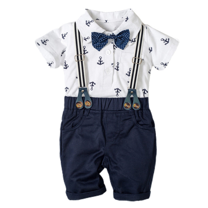 Baby Boy Gentleman Clothes – Triangle Printed Romper - Shoperky