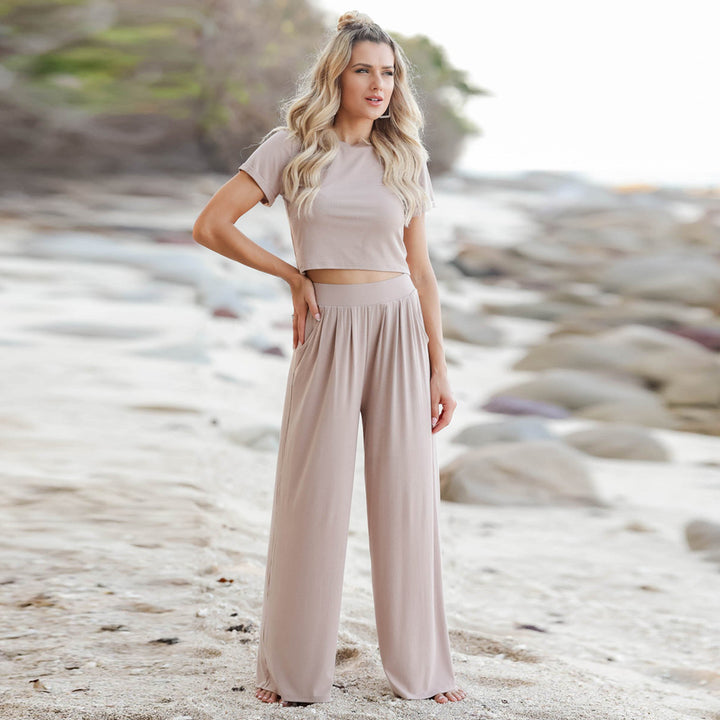 Short Sleeved T Shirt And Trousers Two Piece Suit - Shoperky