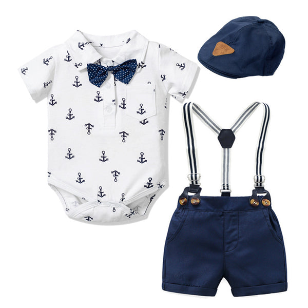 Baby Boy Gentleman Clothes – Triangle Printed Romper - Shoperky
