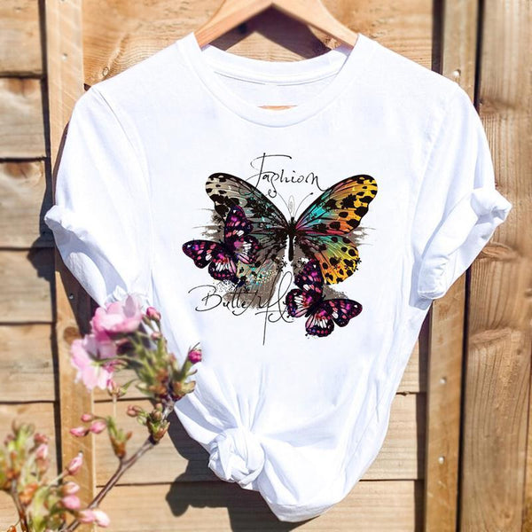 Women Butterfly Cute Fashion Graphic Top - Shoperky