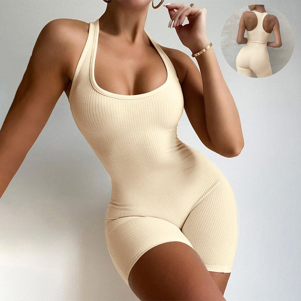 Sleeveless Backless Yoga Jumpsuit - Shoperky