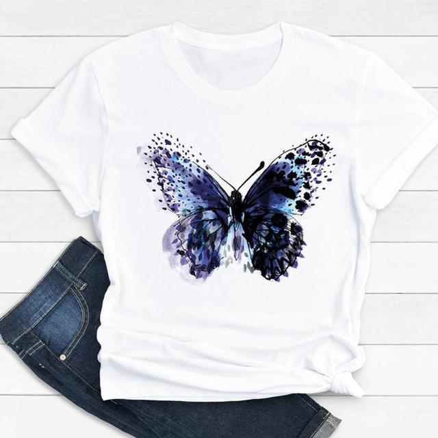 Women Butterfly Cute Fashion Graphic Top - Shoperky