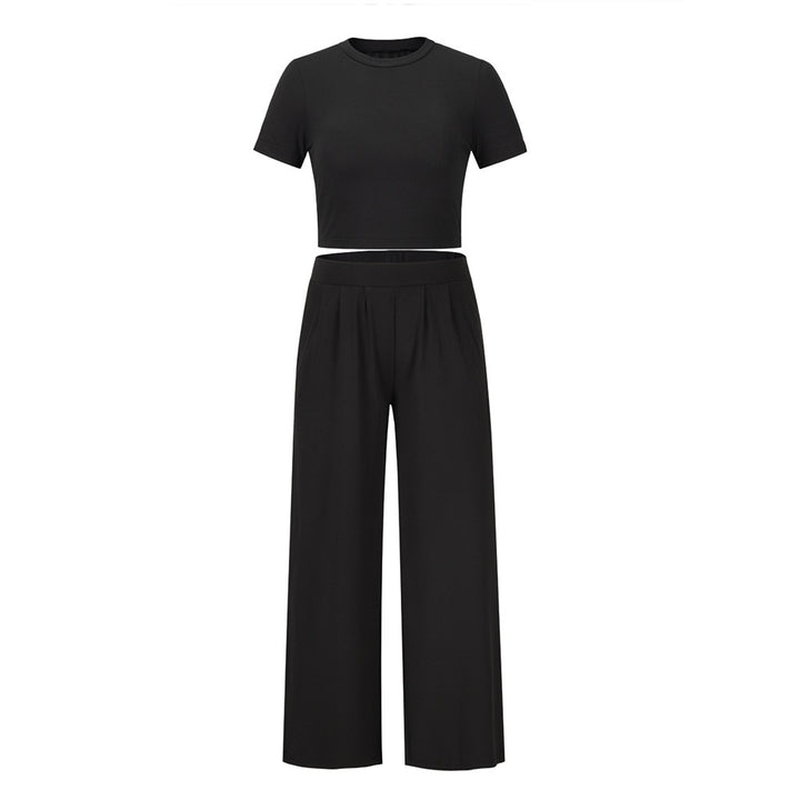 Short Sleeved T Shirt And Trousers Two Piece Suit - Shoperky